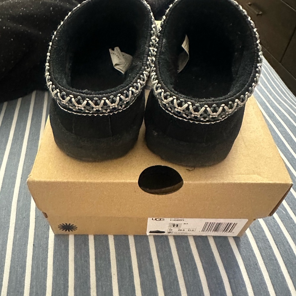 UGG Kids Black Slippers with Silver Trim
